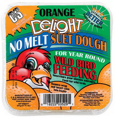 C&S CS12529 11.75 Oz Orange Delight No Melt Suet Dough Wild Bird Food (Pack of 12)