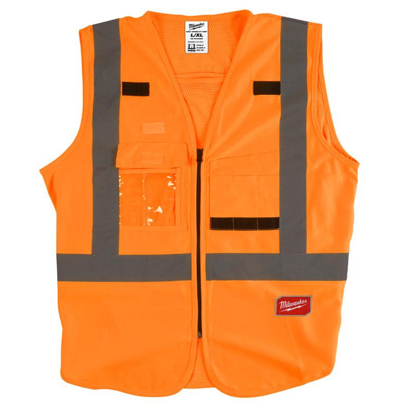 Chaleco de seguridad reflectante de alta visibilidad de Milwaukee, color naranja, talla L/XL