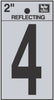 Hy-Ko 2 in. Reflective Black Vinyl Number 4 Self-Adhesive 1 pc. (Pack of 10)