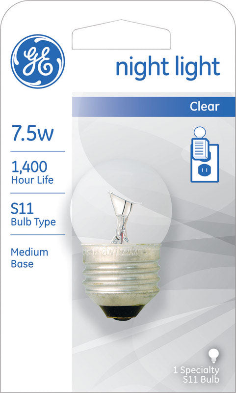 GE 7.5 watts S11 A-Line Incandescent Bulb E26 (Medium) Soft White (Pack of 12)