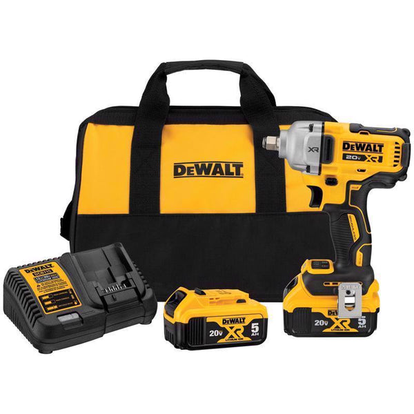 Kit de llave de impacto inalámbrica de rango medio sin escobillas DEWALT 20V MAX de 1/2 pulg. (batería y cargador)
