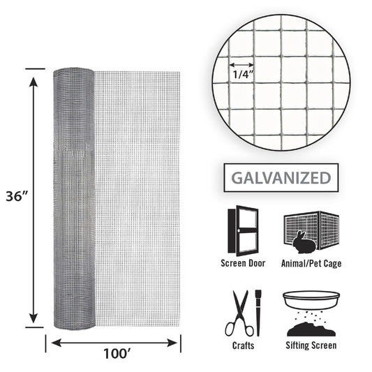 Garden Zone  36 in. W x 100 ft. L Silver Gray  Steel  Hardware Cloth