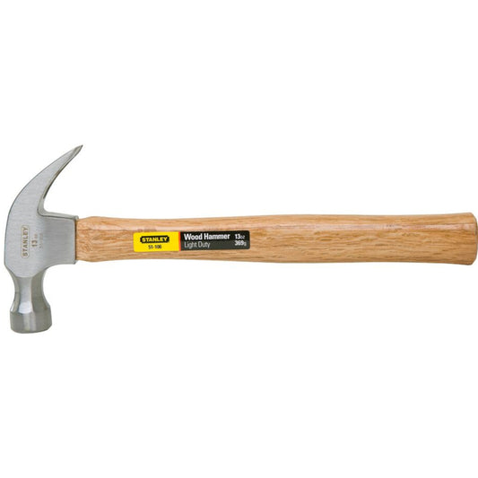 Stanley 13 oz Smooth Face Nailing Claw Hammer 3-7/8 in. Wood Handle