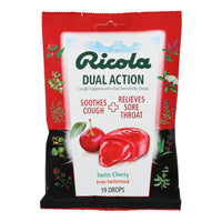 Ricola Dual Action Cough Drops - Cherry - Case of 12 - 19 Pack