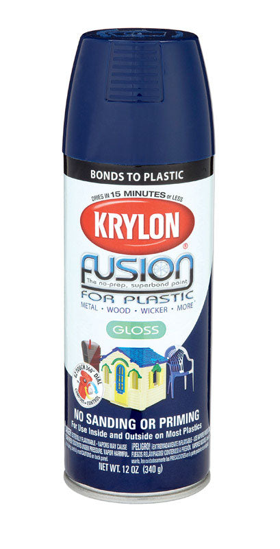 Krylon Gloss Navy Fusion Spray Paint 12 oz. (Pack of 6)