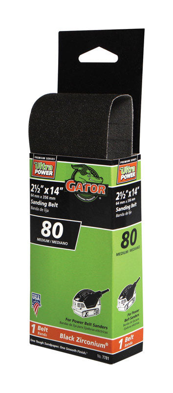 Gator  14 in. L x 2-1/2 in. W Zirconia Aluminum Oxide  Sanding Belt  80 Grit Medium  1 pc.