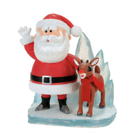 Department 56  Rudolph and Santa  Christmas Figurine  Multicolored  Polyresin  1 pk