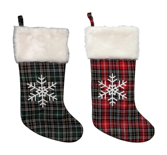 Dyno Plaid Stocking Assorted Polyester 1 pk (Pack of 12)