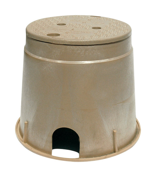 NDS 12.9 in. W X 11.6 in. H Round Valve Box with Lid Brown