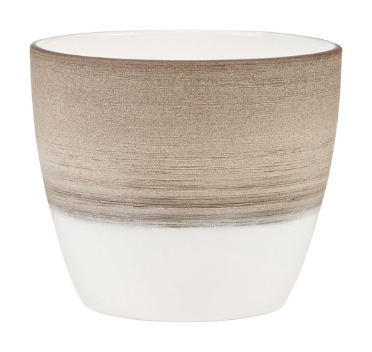 Scheurich 5-1/2 in. H x 6-1/4 in. W Ceramic Vase Planter Espresso Cream (Pack of 3)