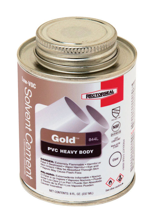 Rectorseal Gold Clear Solvent Cement For PVC 8 oz