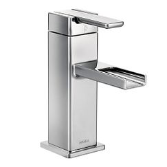 Chrome one-handle open waterway bathroom faucet