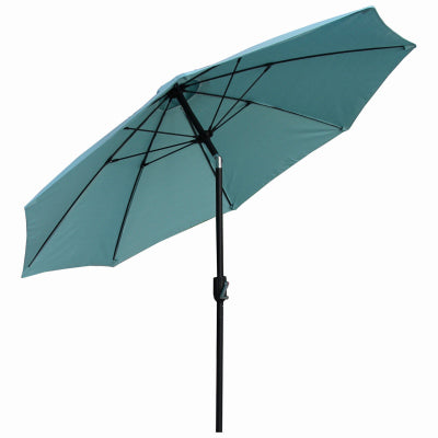 Patio Canopy Umbrella, Crank Open/Tilt, Aluminum Pole, Seafoam Green Fabric, 9-Ft.