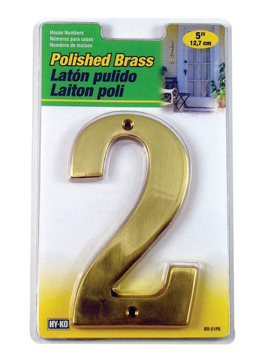 Hy-Ko 5 in. Gold Brass Nail-On Number 2 1 pc
