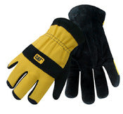 Cat Gloves Cat012222l Large Black/Yellow Lined Split Leather Palm Gloves