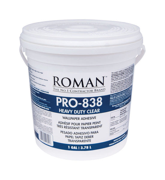 Roman PRO-838 Heavy Duty Clear High Strength Modified Starches Wallpaper Adhesive 1 gal (Pack of 4)