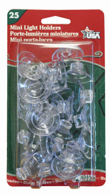 Adams Clear Plastic Indoor & Outdoor Mini Suction Cup Hooks Light Holders
