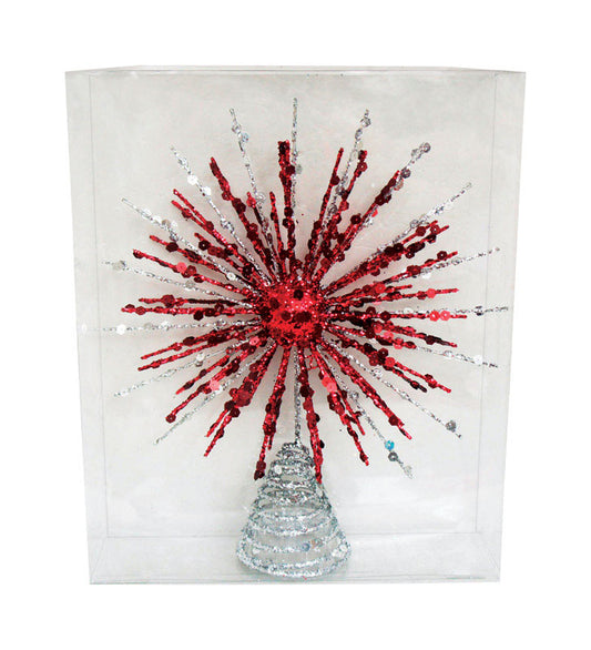 Greenfields Starburst Tree Topper Clear/Red Shatterproof 12 pk (Pack of 12)