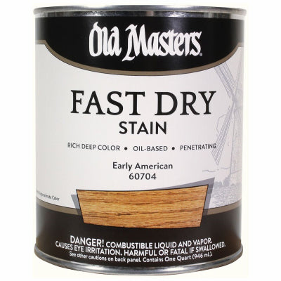 Old Masters Professional Semi-Transparent Early American Oil-Based Alkyd Fast Dry Wood Stain 1 qt (Pack of 4).