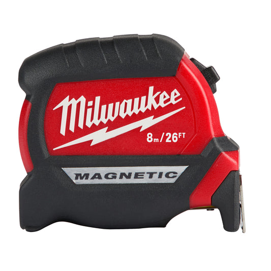 Milwaukee  26 ft. L x 1 in. W Compact Wide Blade  Magnetic Tape Measure  Black/Red  1 pk