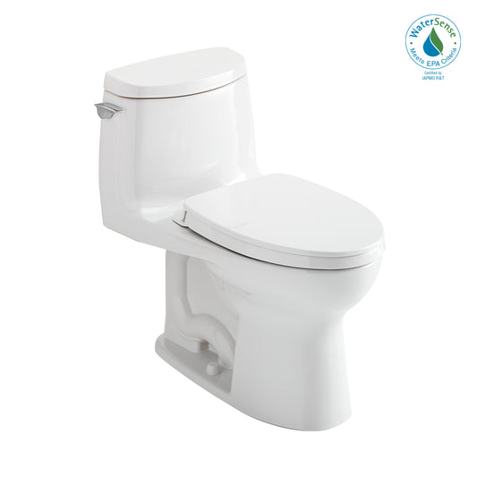 TOTO® UltraMax® II 1G® One-Piece Elongated 1.0 GPF Universal Height Toilet with CEFIONTECT and SS124 SoftClose Seat, WASHLET+ Ready, Cotton White - MS604124CUFG#01