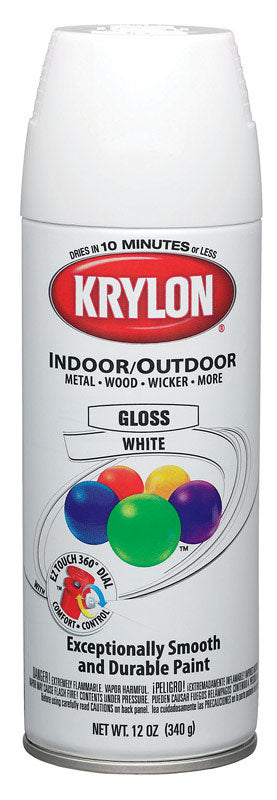 Krylon ColorMaster Gloss Spray Paint 12 oz. White (Pack of 6)