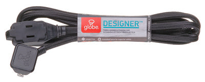 Designer Extension Cord, 3-Outlet, Black, 9-Ft.