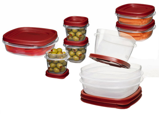 Rubbermaid 1777170 Chili Red Easy Find Lid Food Storage Containers 18 Count