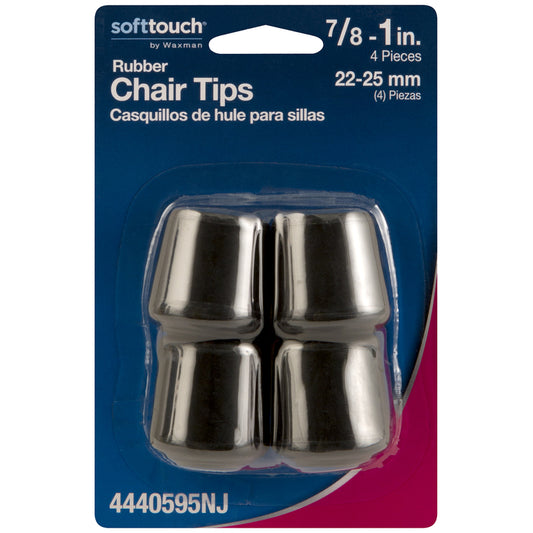 Softtouch Rubber Leg Tip Black Round 7/8 in. W 4 pk