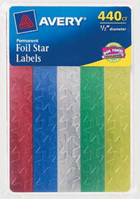 Avery 06007 5/8" Colored Star Labels (Pack of 6)
