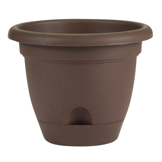 Bloem Lucca 10.8 in. H X 12 in. D Plastic Planter Chocolate (Pack of 6)