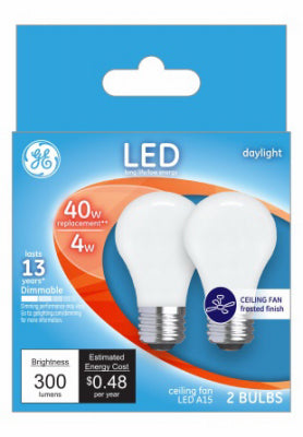 Decorative LED Ceilng Fan Light Bulbs, Daylight, Frosted, 300 Lumens, 4-Watts, 2-Pk.