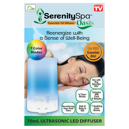 Serenity Spa Oasis As Seen On TV White LED Oil Diffuser 70 ml