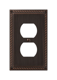 Amerelle  Georgian  Aged Bronze  Bronze  1 gang Die-Cast Metal  Duplex Outlet  Wall Plate  1 pk