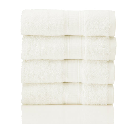 Livim Natural Home Boreal Collection 100% Genuine Cotton 4Pcs Set Hand towel 700GSM 12/1 Soft 100% Cotton, Towels for Home Décor White Color 16x30In (40X76 Cm)