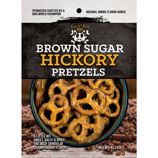 Three Little Pigs Loot N Booty Brown Sugar Hickory Pretzels 4 oz Bagged (Pack of 12)