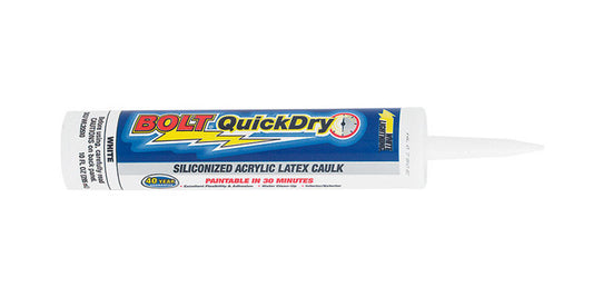 White Lightning Bolt Quick Dry White Siliconized Latex Caulk 10 oz. (Pack of 12)