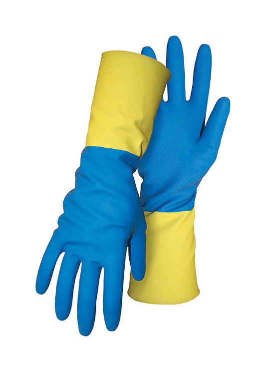 Boss Men's Indoor/Outdoor Gauntlet Cuff Chemical Gloves Blue/Yellow L 1 pair