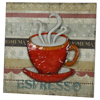 River Cottage Gardens P21012/2BHYGPB Red Cup Metal Wall Plaque