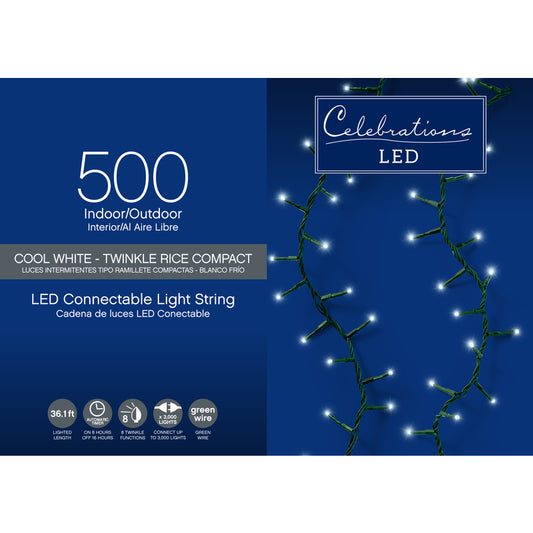 Celebrations LED Cool White 500 ct String Christmas Lights