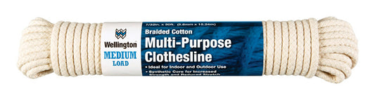 Wellington 7/32 in. D X 50 ft. L White Braided Cotton Clothesline Rope