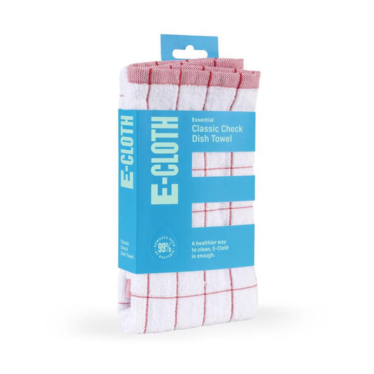 E-Cloth Red/White Microfiber Check Kitchen Towel (Pack of 5)