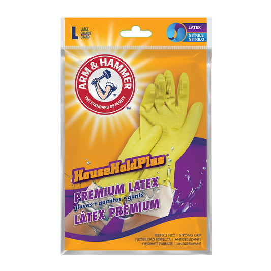 Arm & Hammer HouseHold Plus Latex/Nitrile Cleaning Gloves L Yellow 1 pk