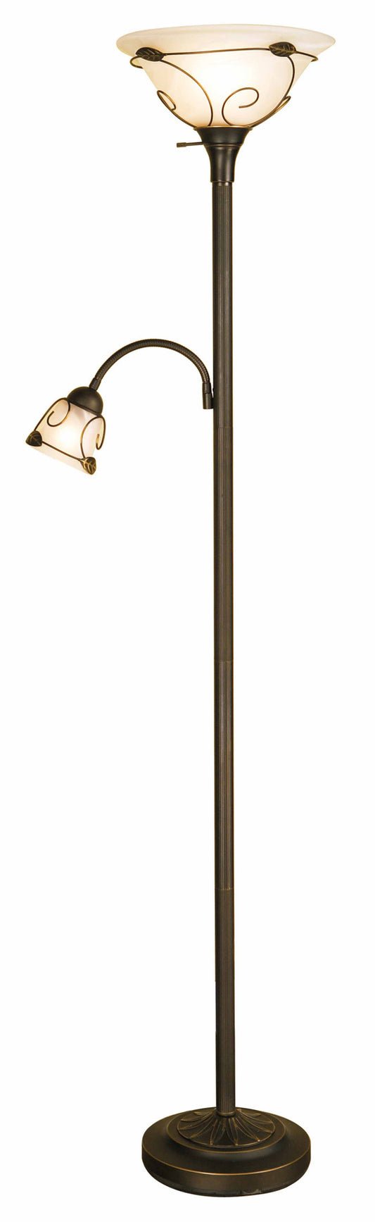 Normande Lighting JM1-884 71" Incandescent Torchiere Floor Lamp With Side Reading Lamp
