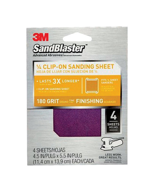 3M  SandBlaster  5-1/2 in. L x 4-1/2 in. W 180 Grit Fine  Silicon Carbide  Sandpaper  4 pk