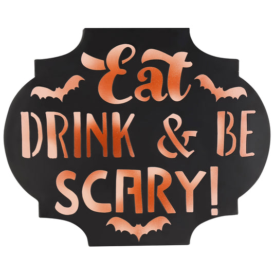 Gemmy  Metal Eat Sign  Lighted Halloween Decoration  13-3/4 in. H x 13-1/2 in. W 1 pk