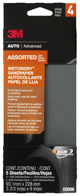 Wet/Dry Sandpaper, 5-Piece, 3-2/3 x 9-In.