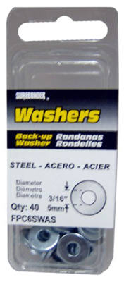 Steel Washers, 3/16-Dia., 40-Pk. (Pack of 5)