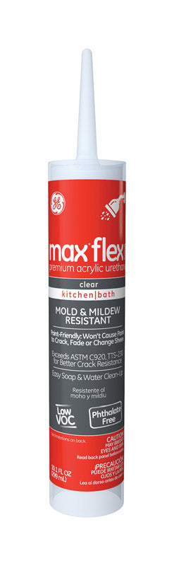 GE Max Flex Clear Siliconized Acrylic Caulk 10.1 oz. (Pack of 12)