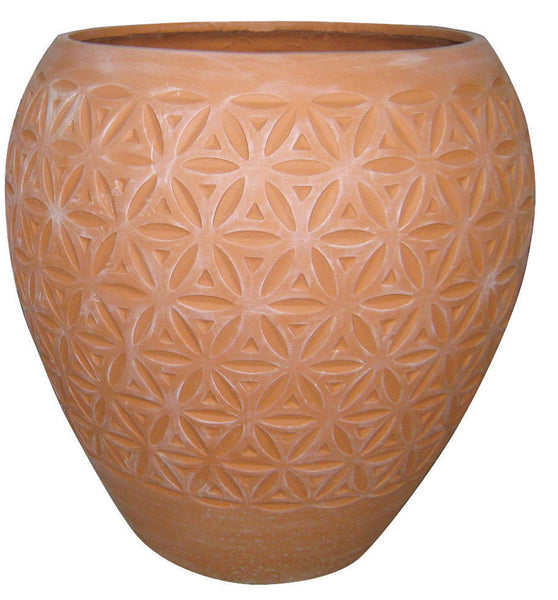 Jardinera de fibra de vidrio de 20 pulgadas de alto x 20,5 pulgadas de ancho x 20 pulgadas de profundidad de terracota para patio sur